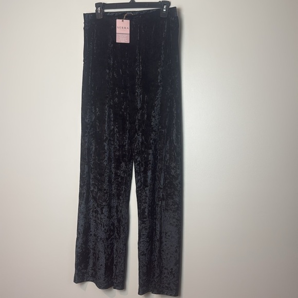 SERRA Ladies Crushed Velvet Pant in Black with Pockets Size M NWT - Picture 4 of 7